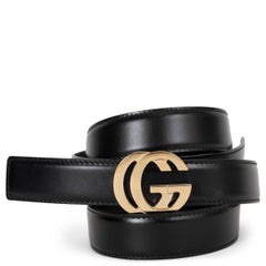 GUCCI black leather INTERLOCKING G 24MM Belt 85