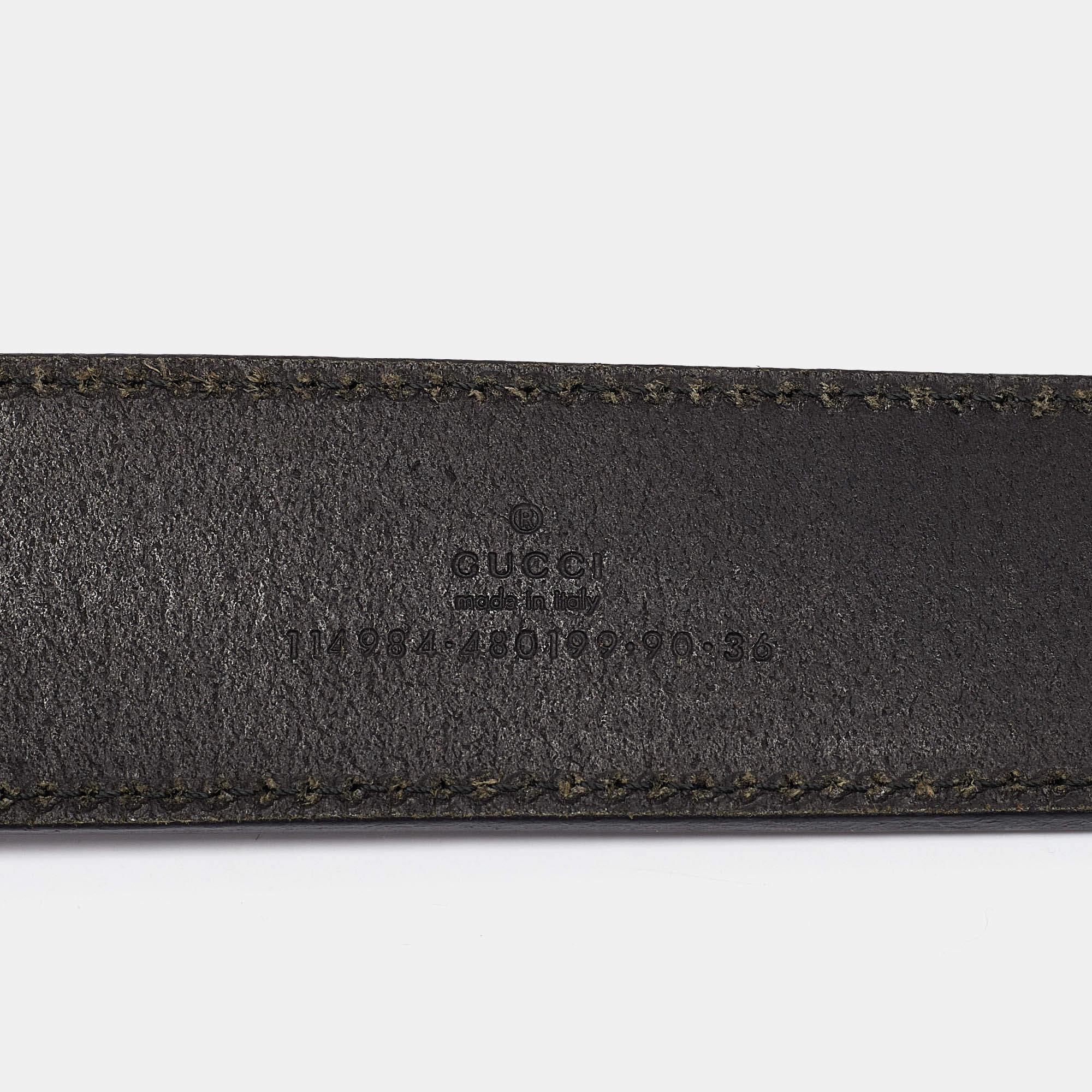 Men's Gucci Black Leather Interlocking G Buckle Belt 90CM