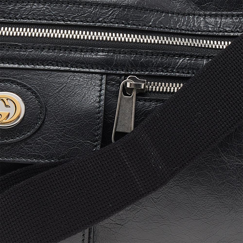 Gucci Black Leather Interlocking G Messenger Bag 6