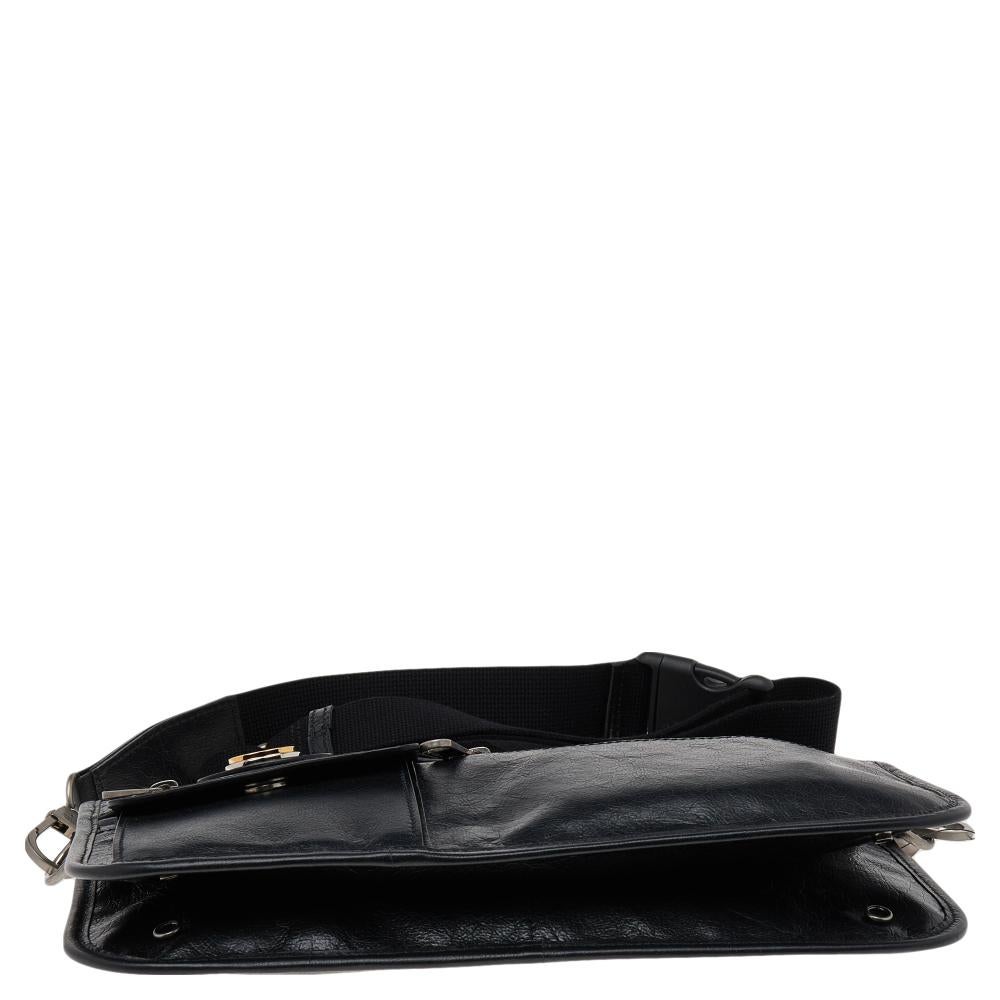 Gucci Black Leather Interlocking G Messenger Bag 1