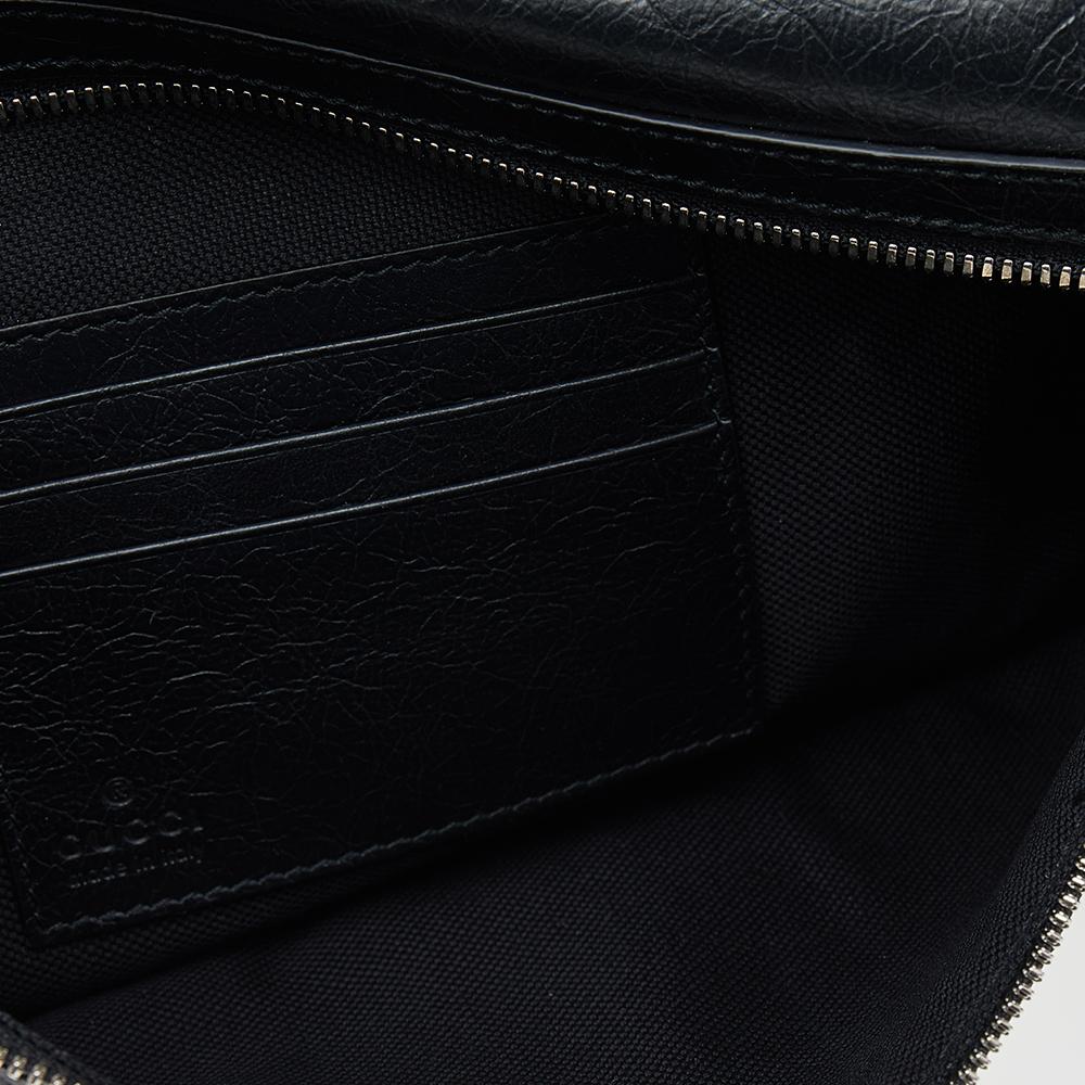Gucci Black Leather Interlocking G Messenger Bag 4