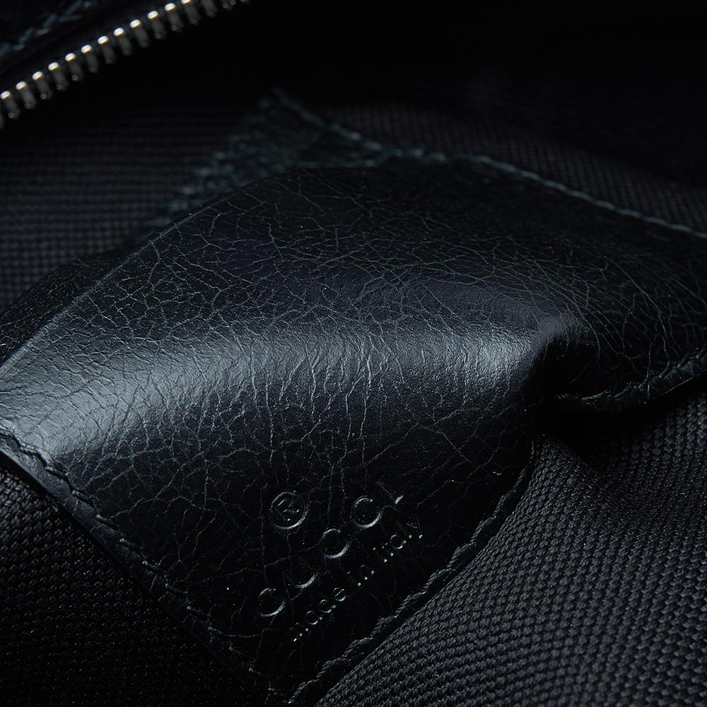 Gucci Black Leather Interlocking G Messenger Bag 5