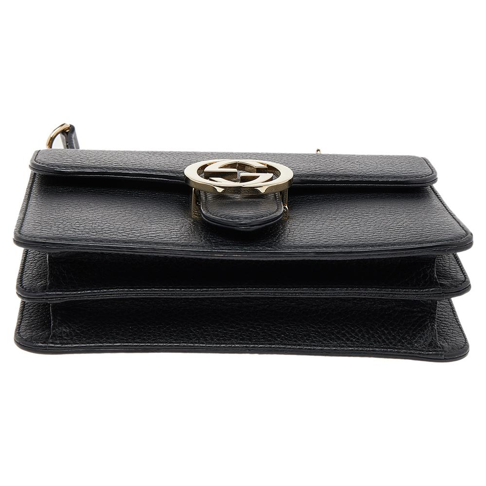 Gucci Black Leather Interlocking G Shoulder Bag 5