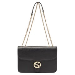 Gucci Black Leather Interlocking G Shoulder Bag