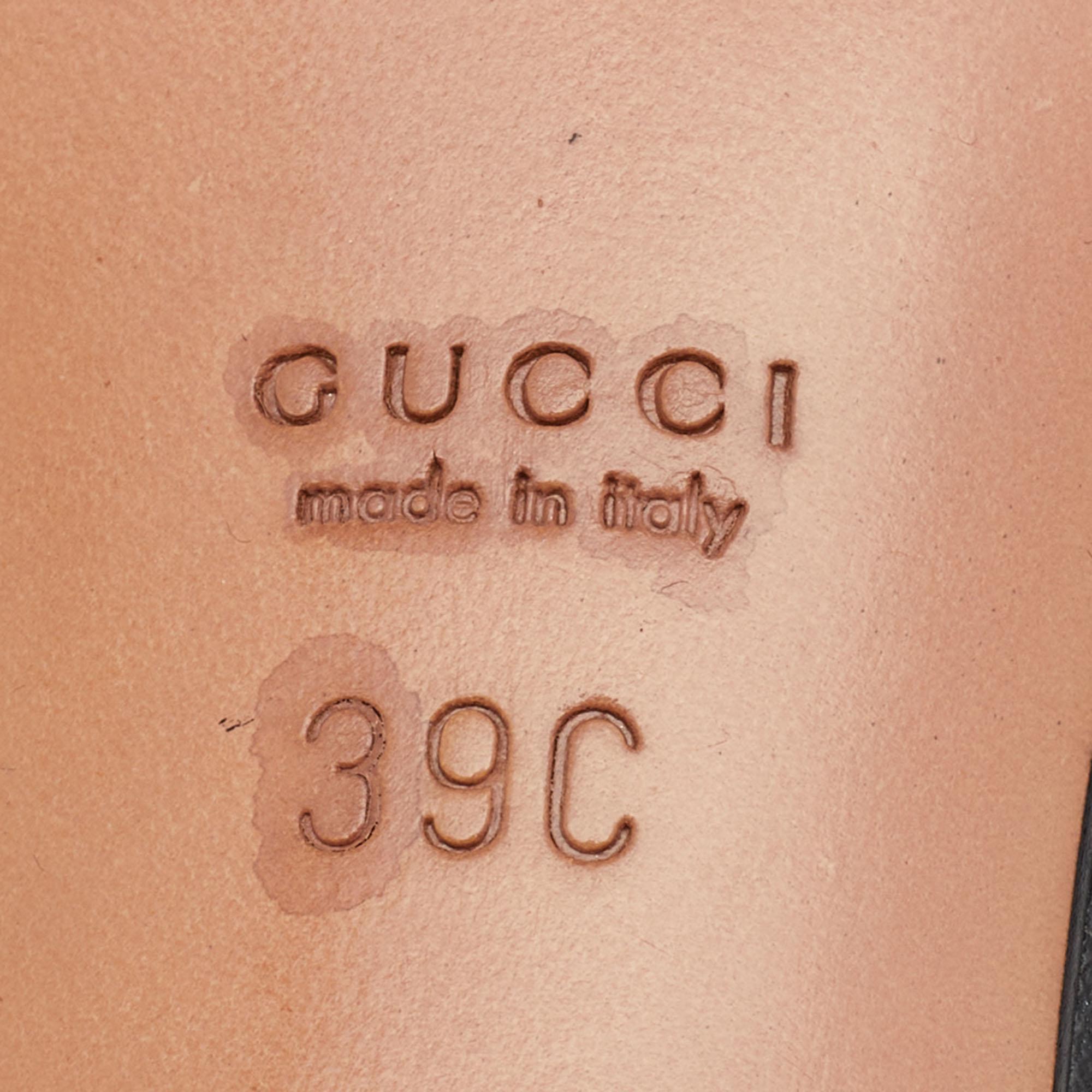 Gucci Black Leather Interlocking G Strappy Sandals Size 39 2
