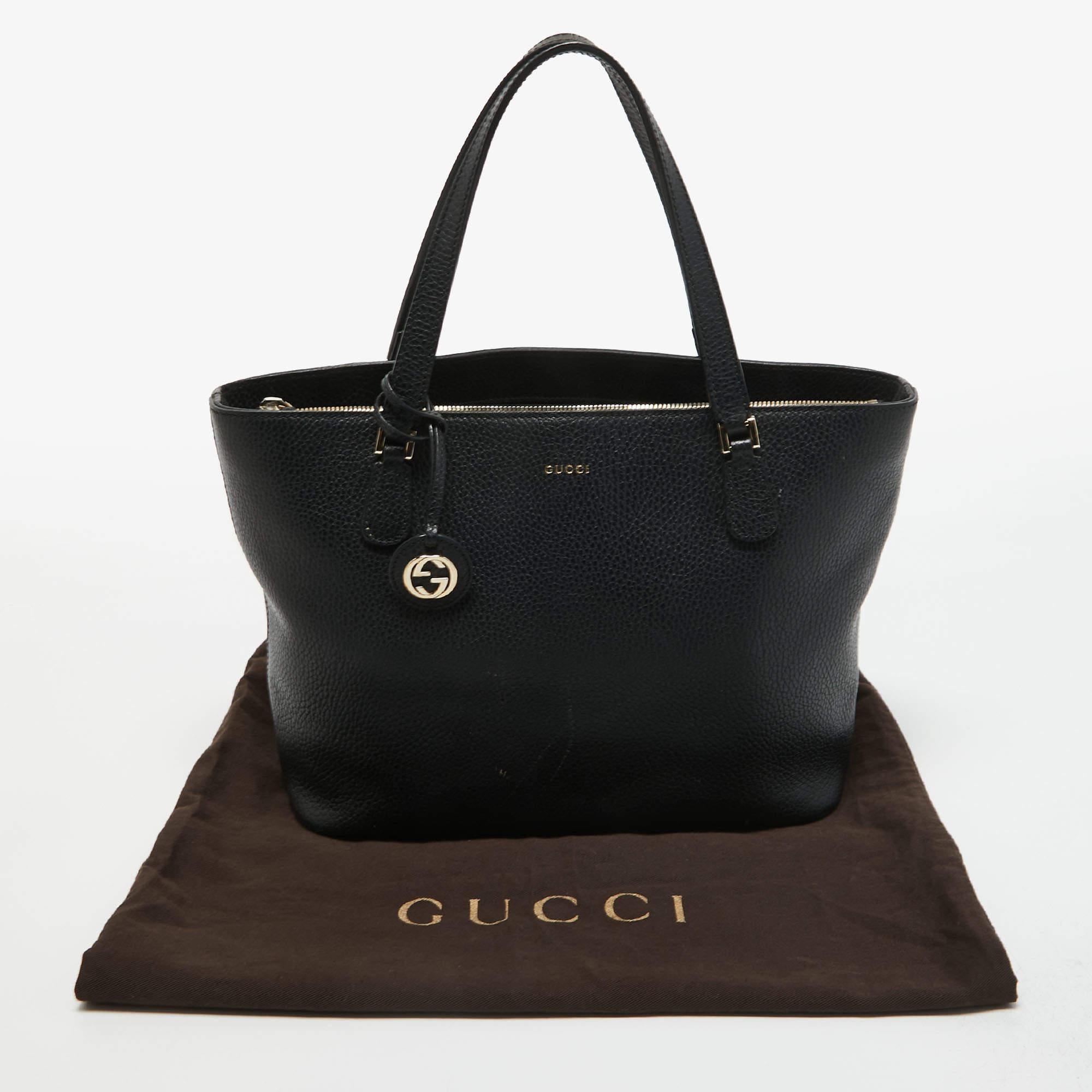 Gucci Black Leather Interlocking G Tote 2