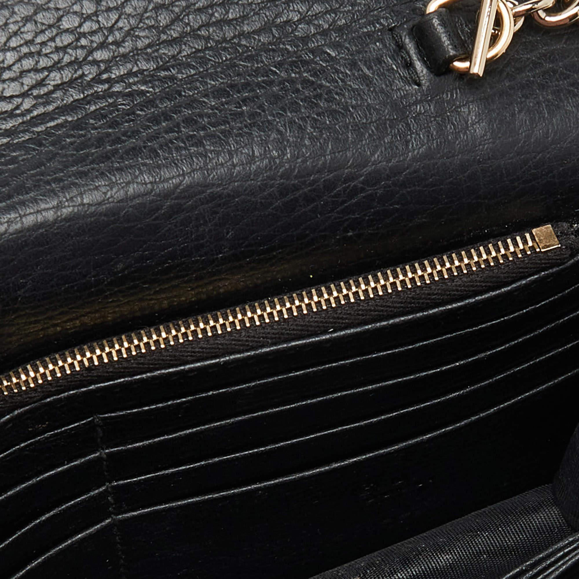 Gucci Black Leather Interlocking G Wallet on Chain 6