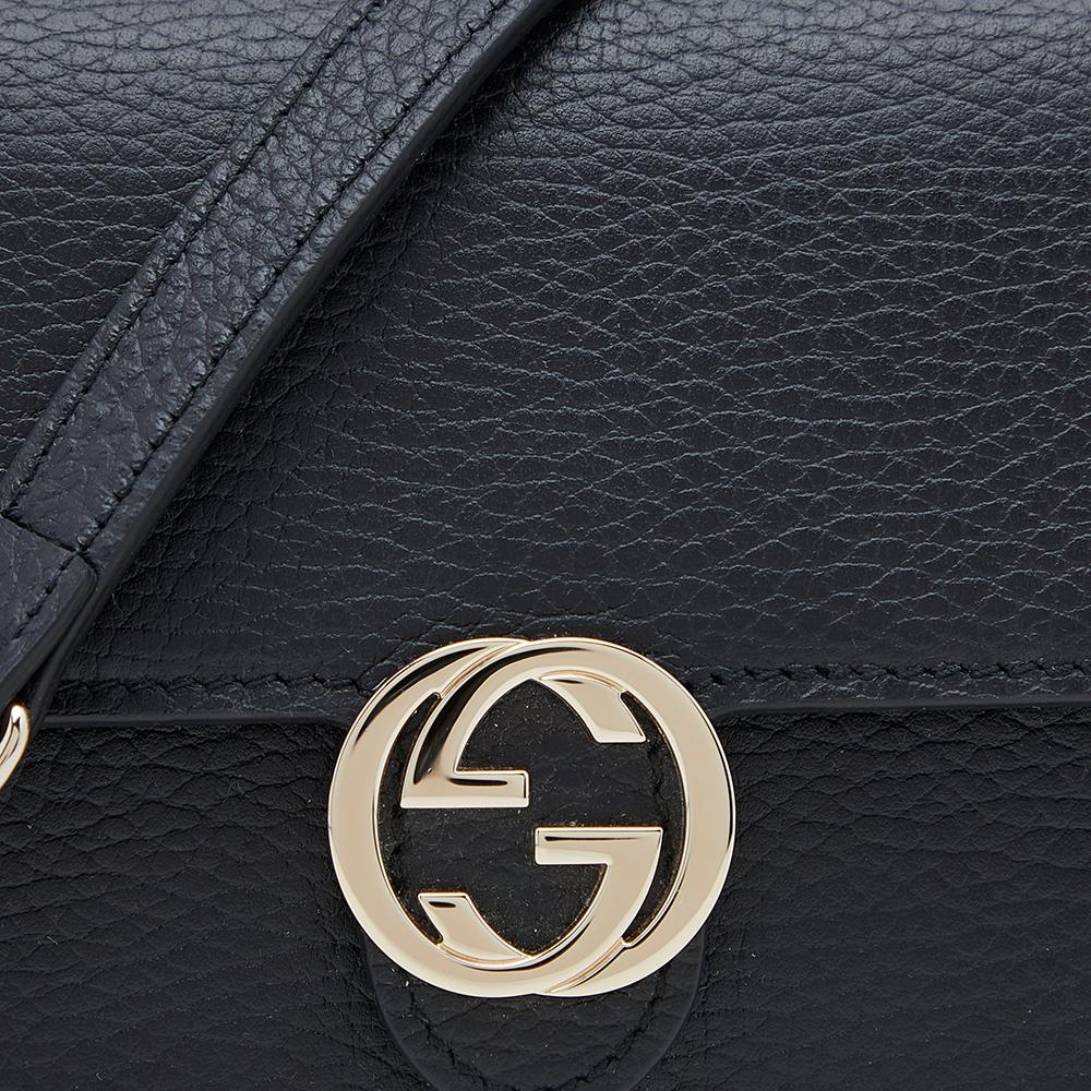 Gucci Black Leather Interlocking G Wallet on Chain 3