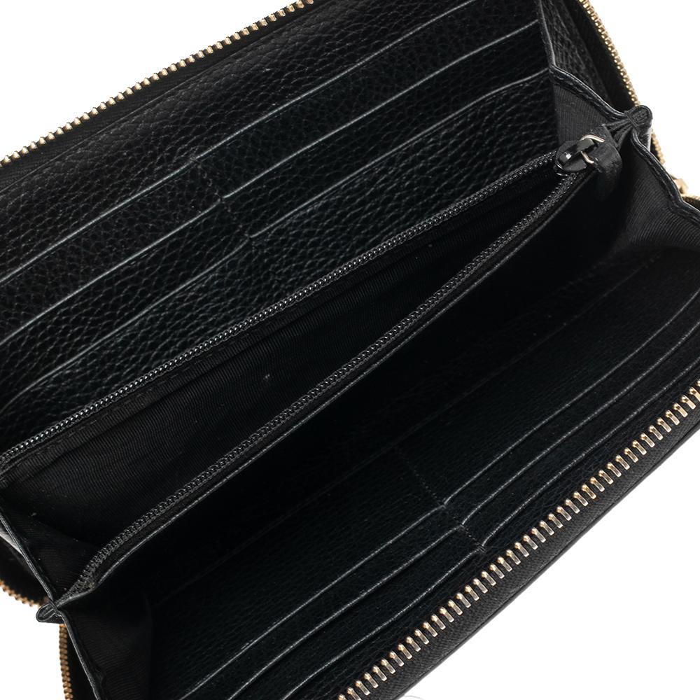 Gucci Black Leather Interlocking G Zip Around Wallet 3