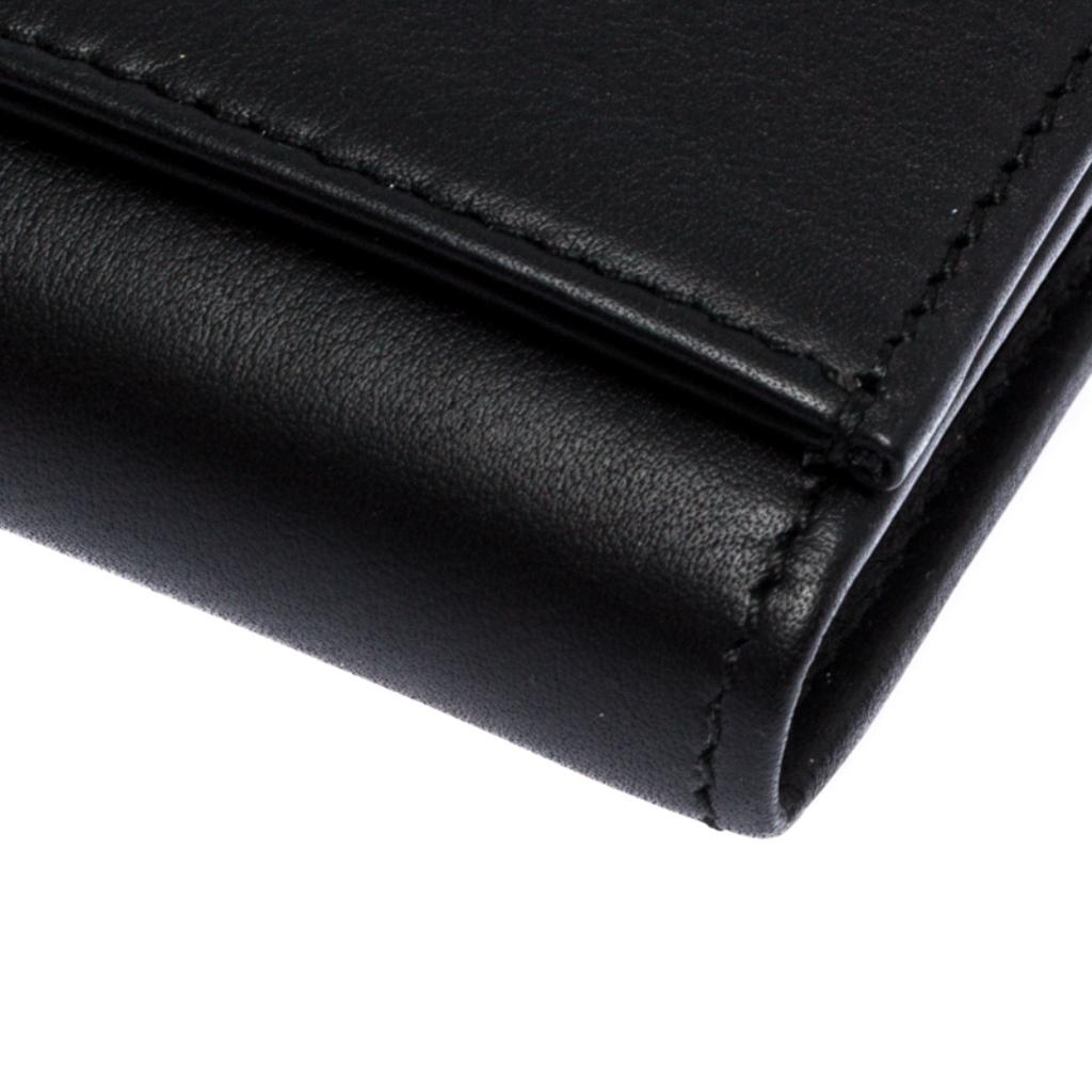 Gucci Black Leather Interlocking GG Crystal Continental Wallet 5