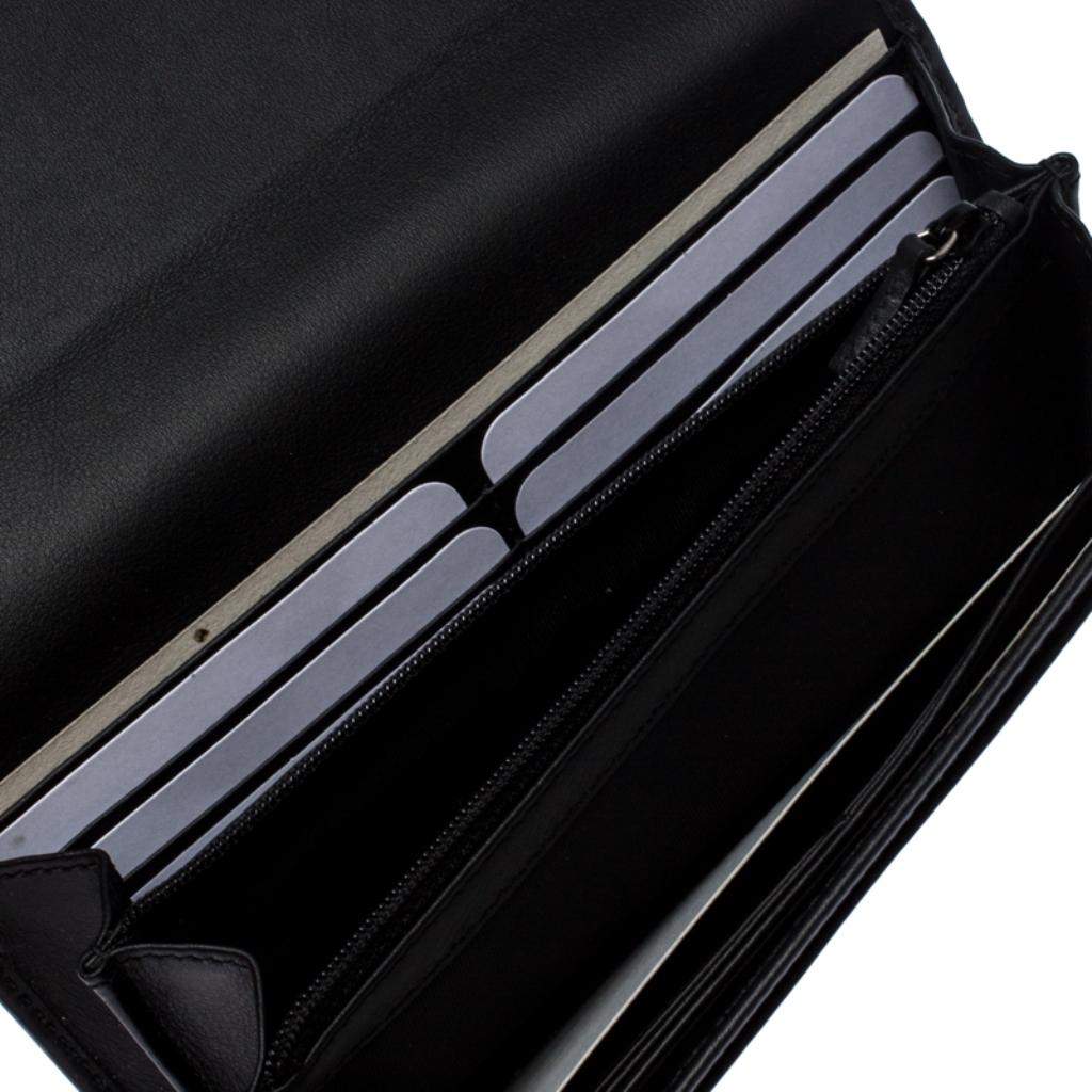 Gucci Black Leather Interlocking GG Crystal Continental Wallet 1