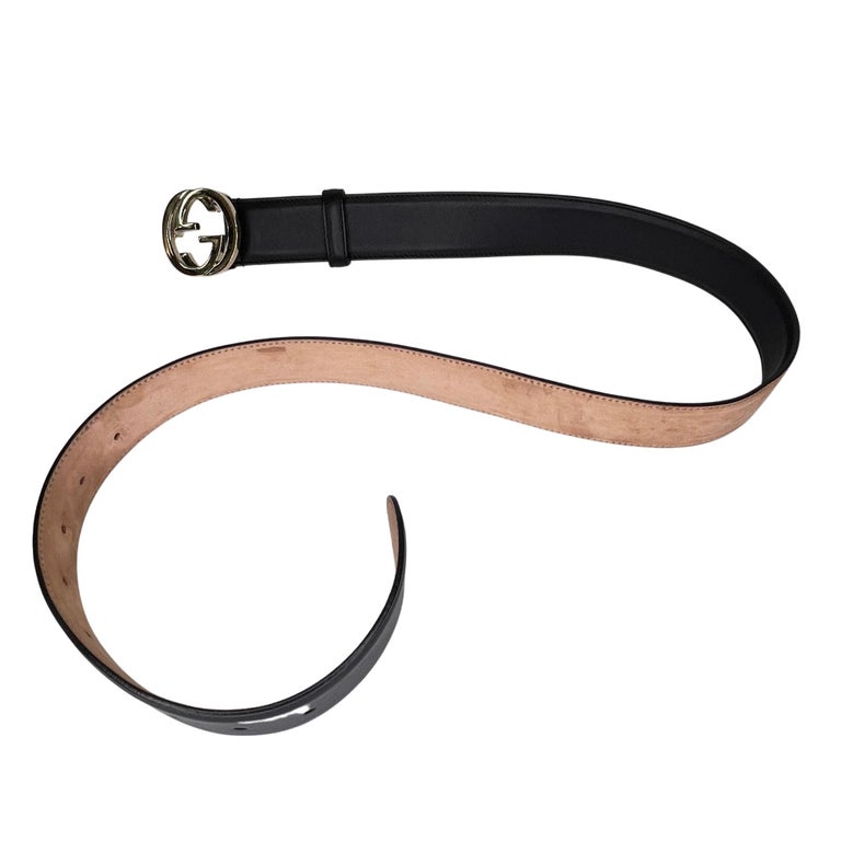Gucci Interlocking Gold GG Belt 370543 Size 36 - Black/Brown women Authentic Gucci Black Calfskin Leather Gold Interlocking G  main image 4