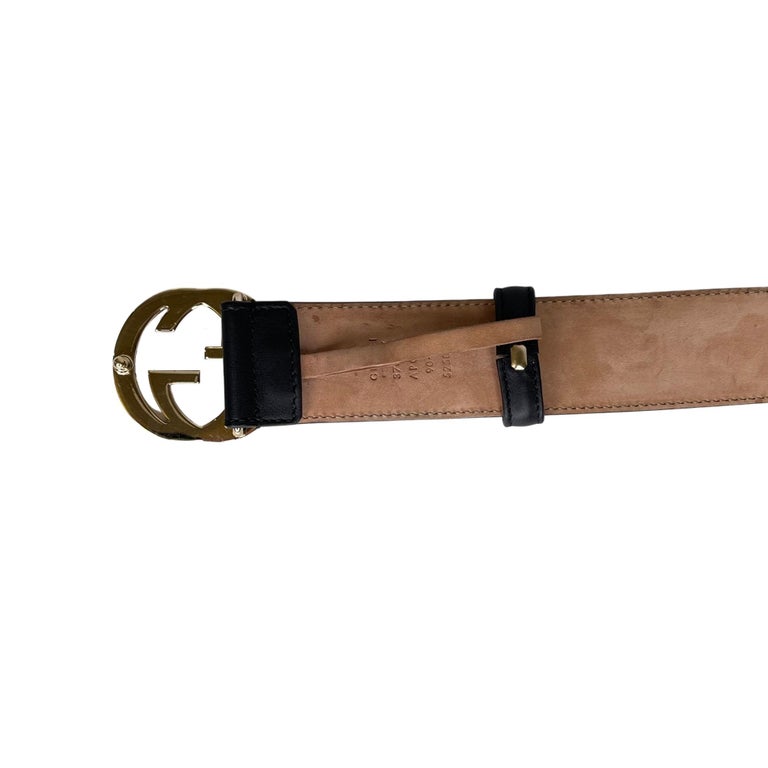 Gucci Interlocking Gold GG Belt 370543 Size 36 - Black/Brown women Authentic Gucci Black Calfskin Leather Gold Interlocking G  main image 2