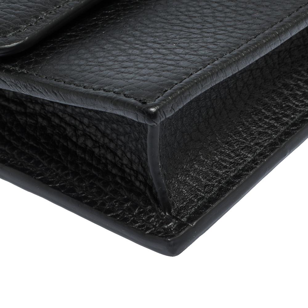 Gucci Black Leather Interlocking GG Wallet On Chain 2