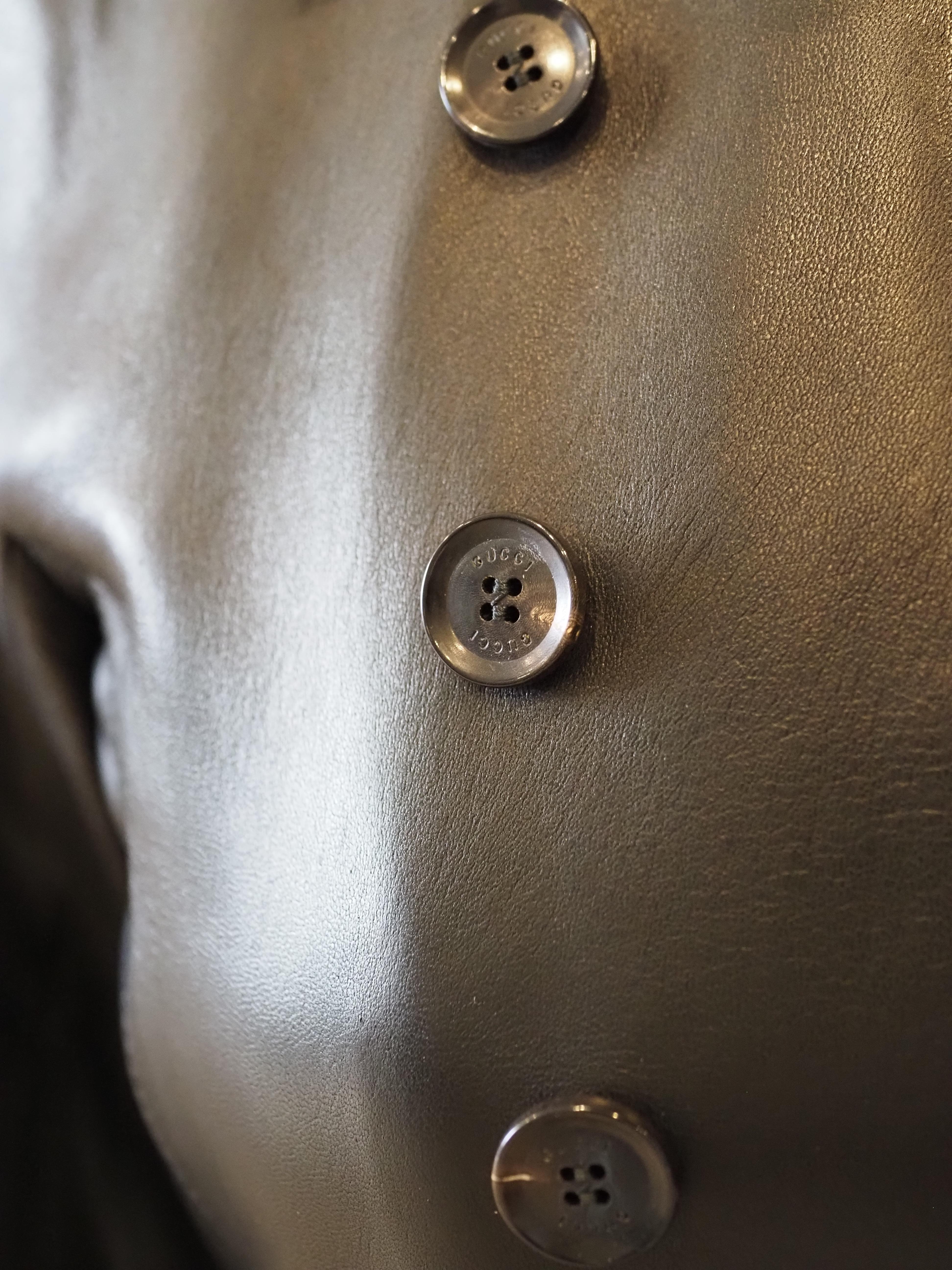 Gucci black leather jacket NWOT For Sale 6