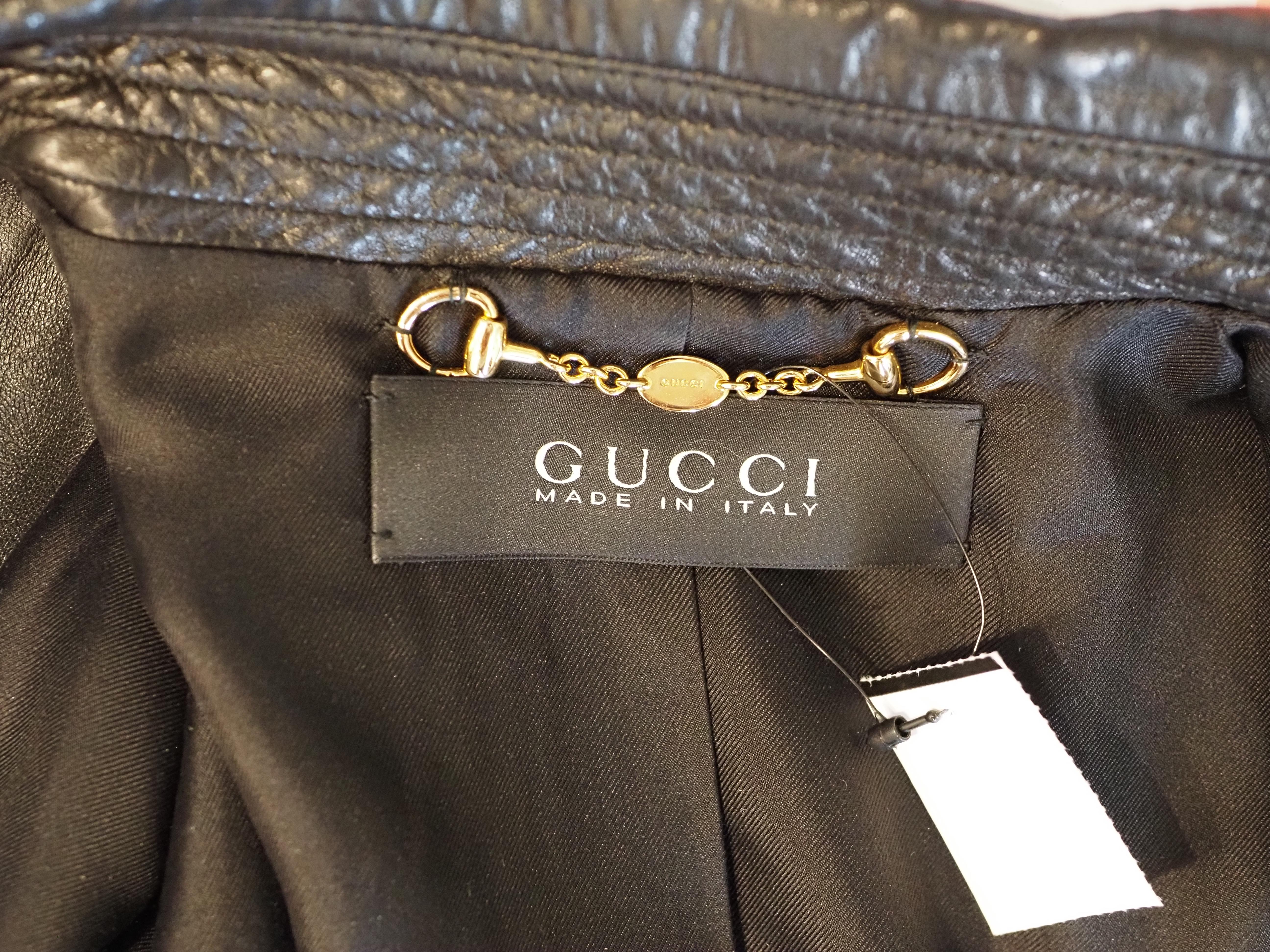 Gucci black leather jacket NWOT For Sale 10