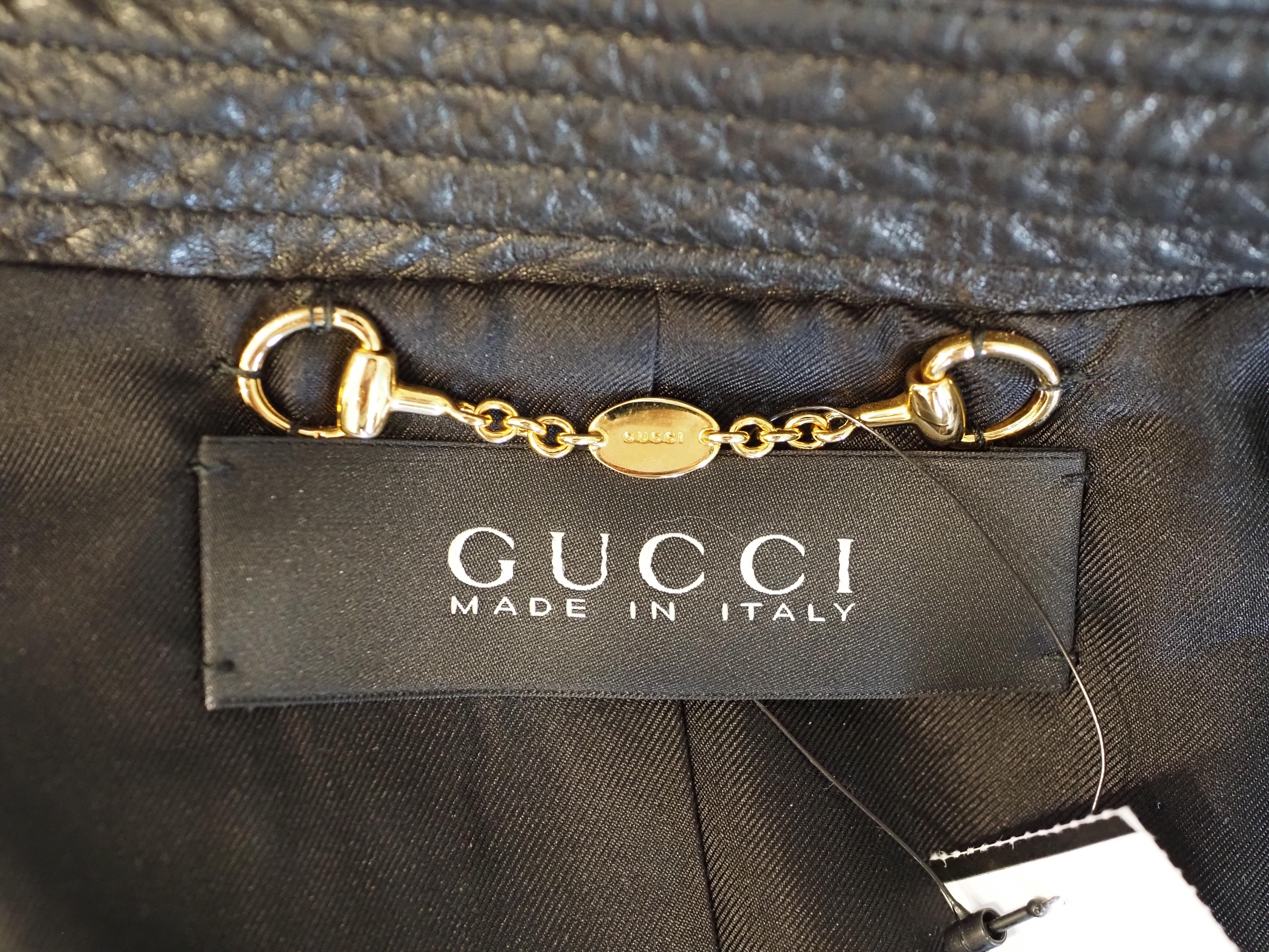 Gucci black leather jacket NWOT For Sale 11