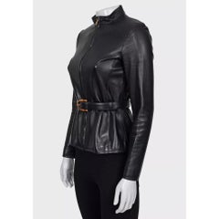 Gucci Black Leather Jacket with Belt Sz.38/XS