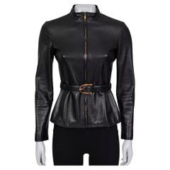 Gucci Black Leather Jacket with Belt Sz.38/XS