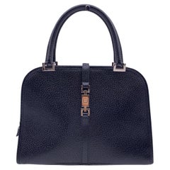 Gucci Jackie Handtasche aus schwarzem Leder mit Griffen oben