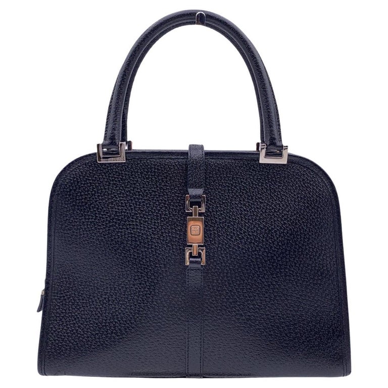 Gucci Black Leather Jackie Handbag Satchel Top Handles Bag at 1stDibs