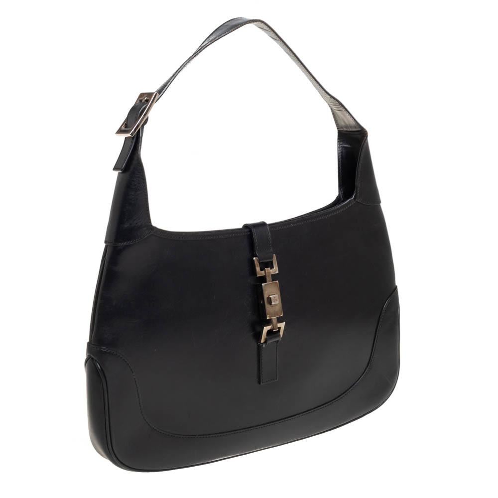 Gucci Black Leather Jackie Hobo In Good Condition In Dubai, Al Qouz 2