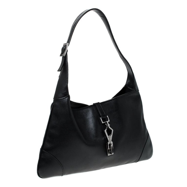 Gucci Black Leather Jackie O Shoulder Bag For Sale at 1stdibs