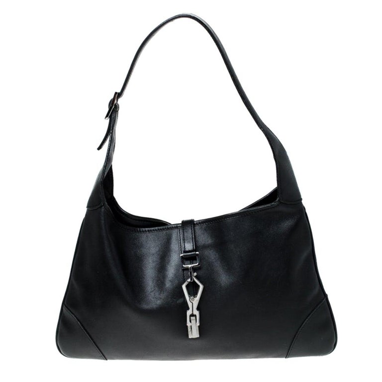 Gucci Black Leather Jackie O Shoulder Bag For Sale at 1stDibs