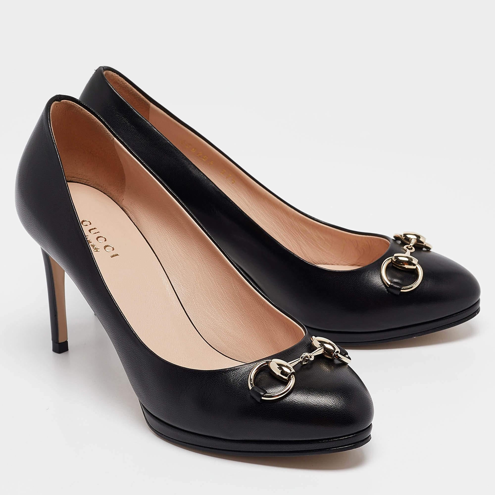 Women's Gucci Black Leather Jolene Pumps Size 37.5