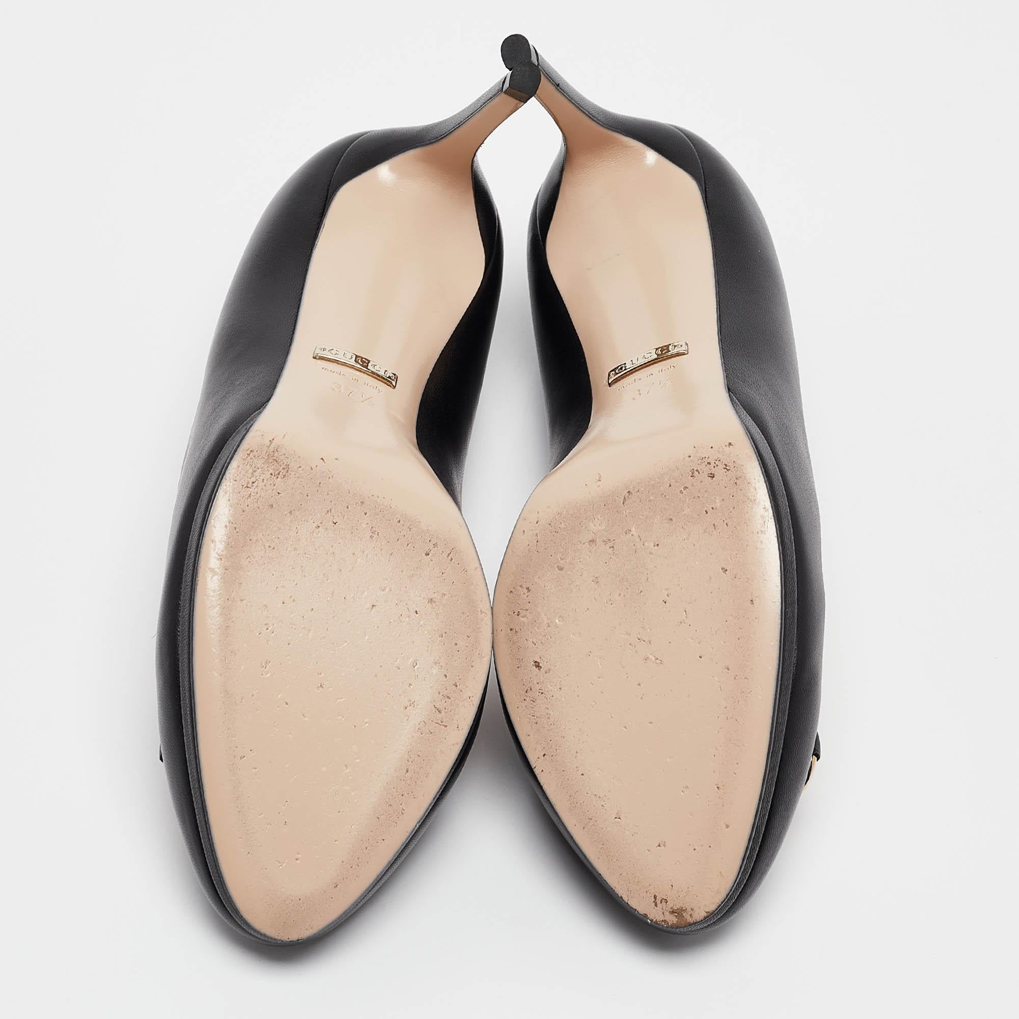 Gucci Black Leather Jolene Pumps Size 37.5 2