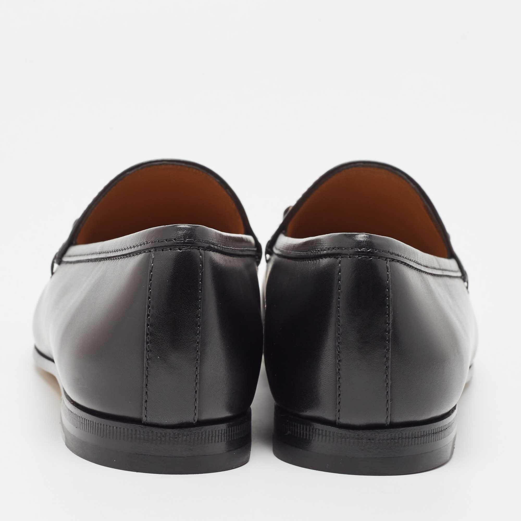 Gucci Black Leather Jordaan Horsebit Slip On Loafers Size 37 1