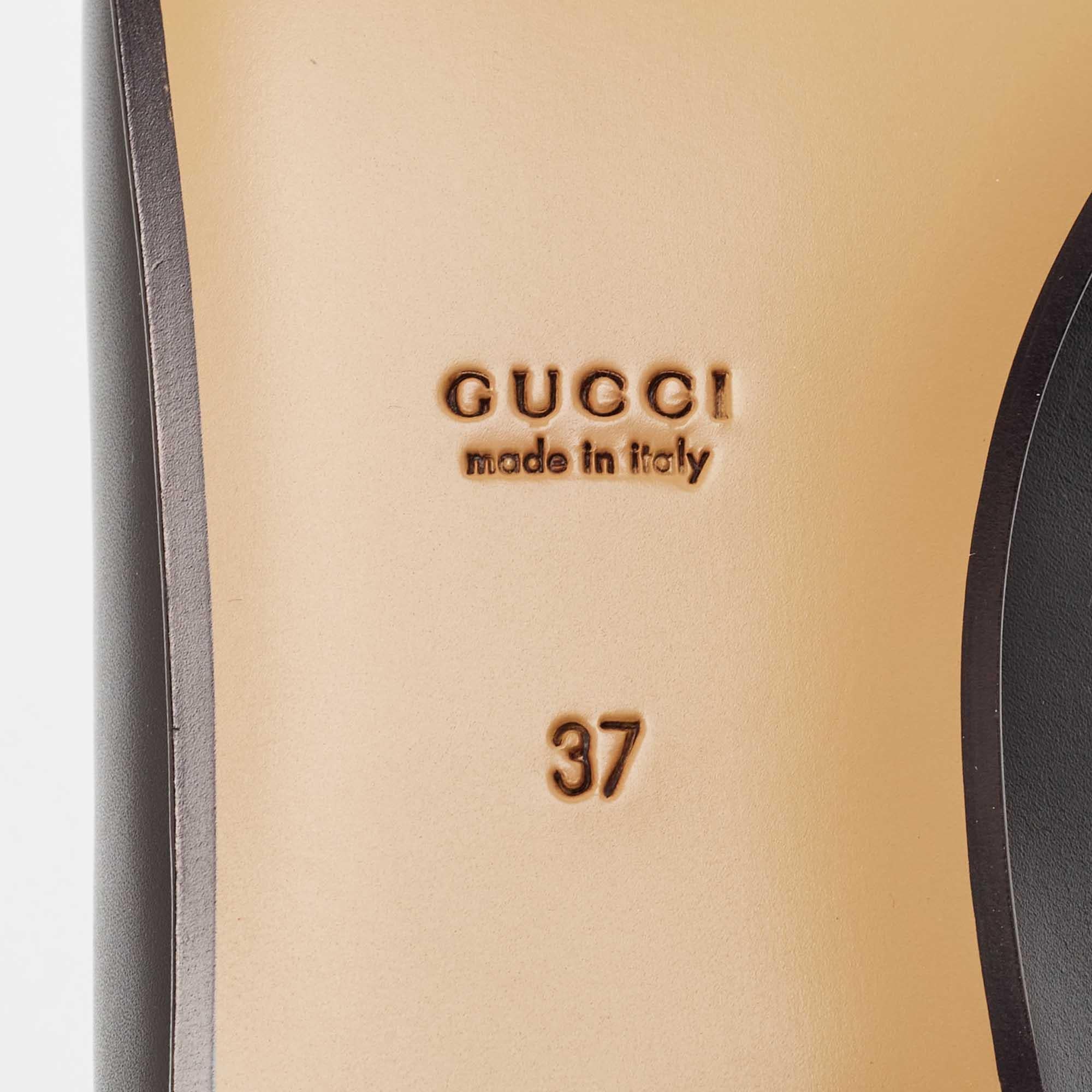 Gucci Black Leather Jordaan Horsebit Slip On Loafers Size 37 2