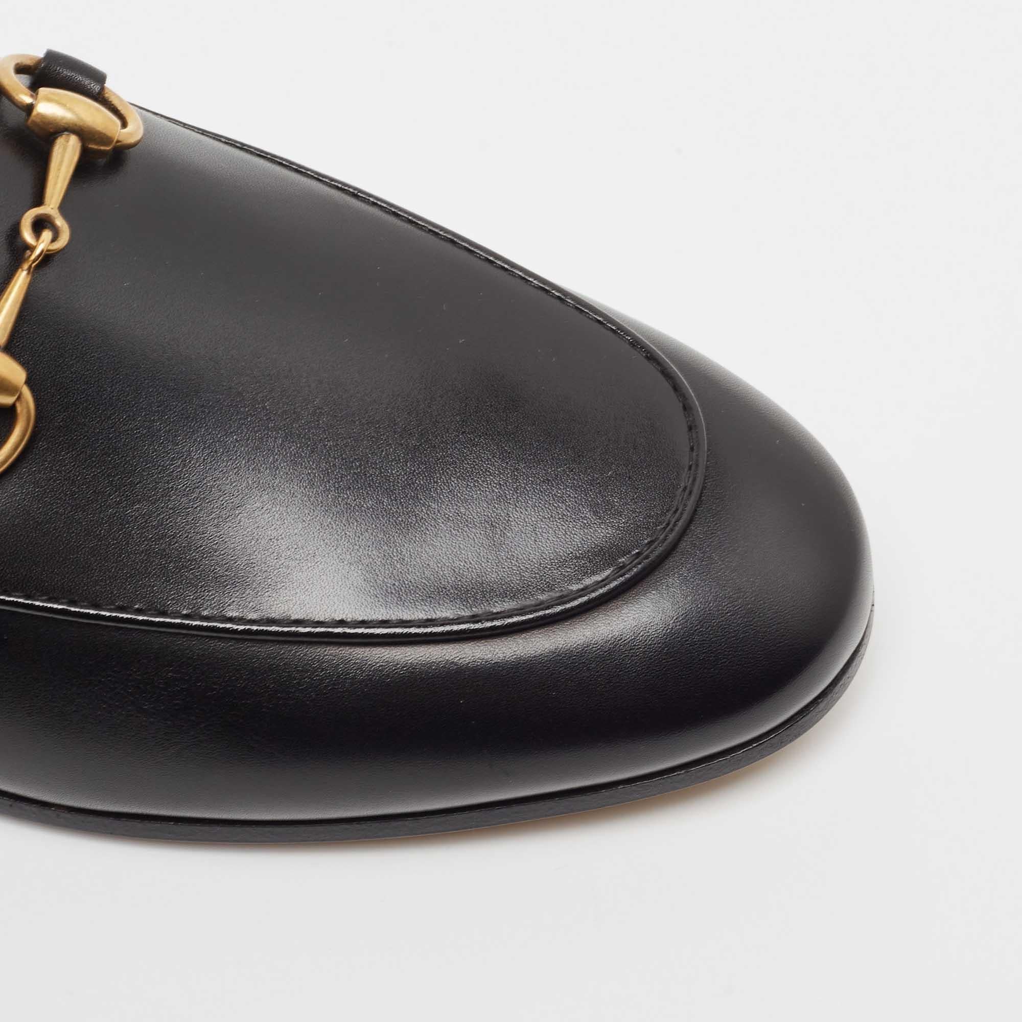 Gucci Black Leather Jordaan Horsebit Slip On Loafers Size 37 3