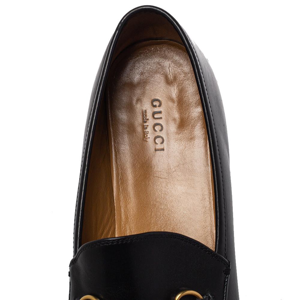 Gucci Black Leather Jordaan Horsebit Slip On Loafers Size 40 1