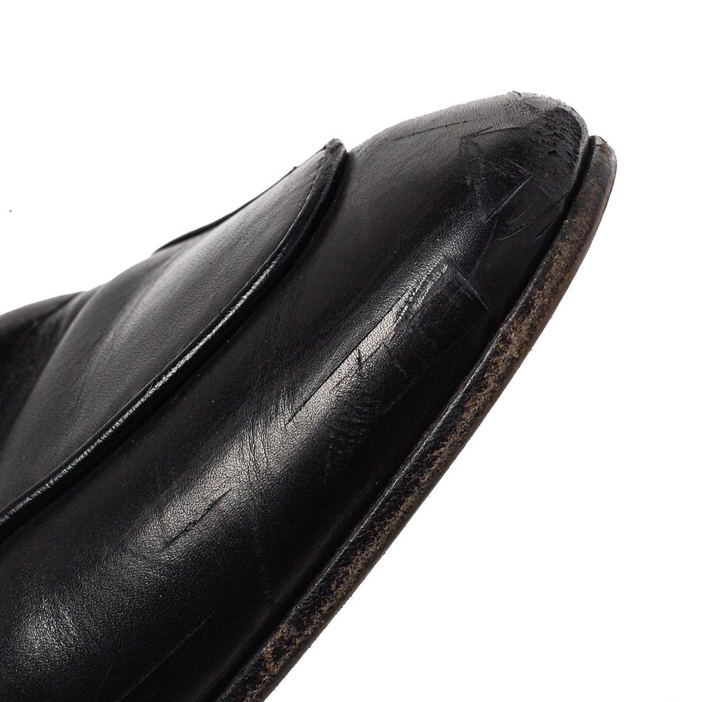 Gucci Black Leather Jordaan Horsebit Slip On Loafers Size 40 3