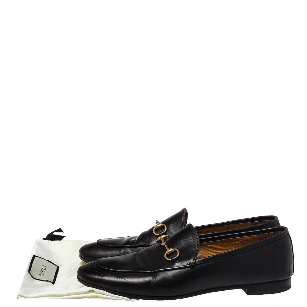 Gucci Black Leather Jordaan Horsebit Slip On Loafers Size 40 4