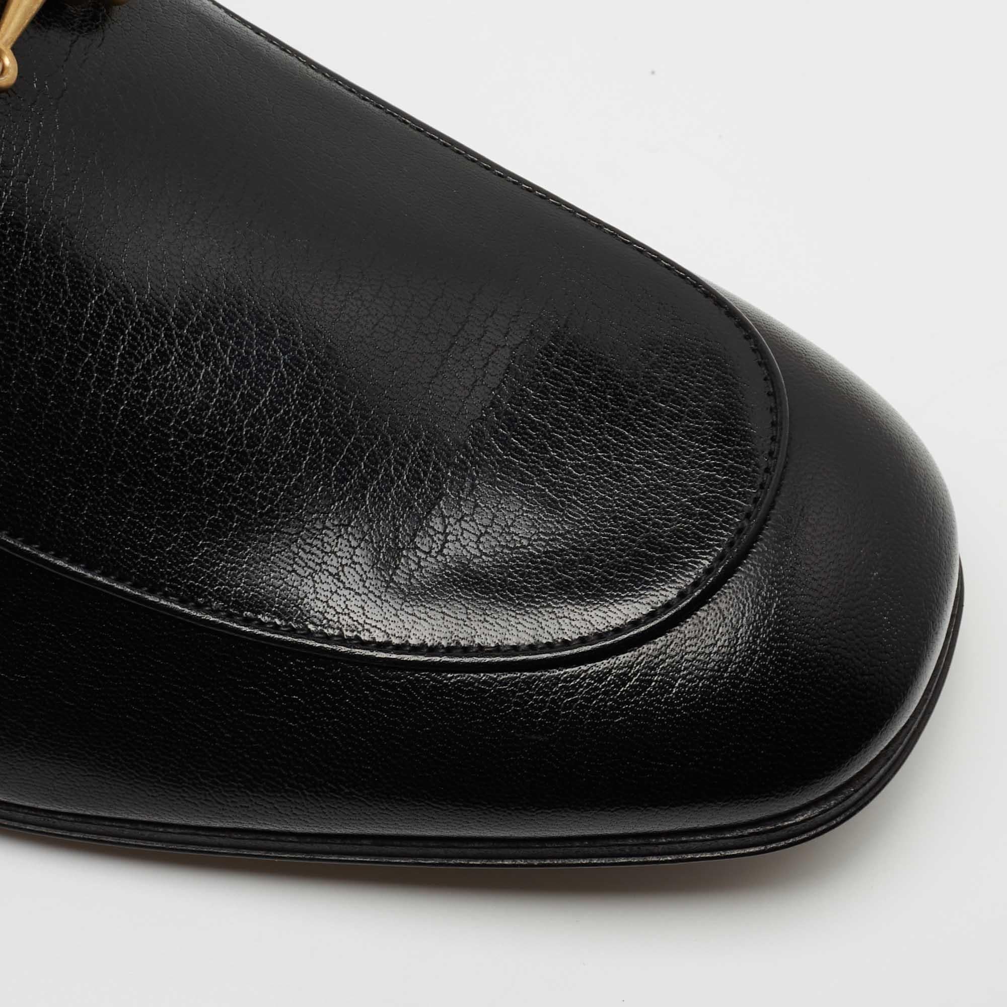 Gucci Black Leather Jordaan Horsebit Slip On Loafers Size 43 1