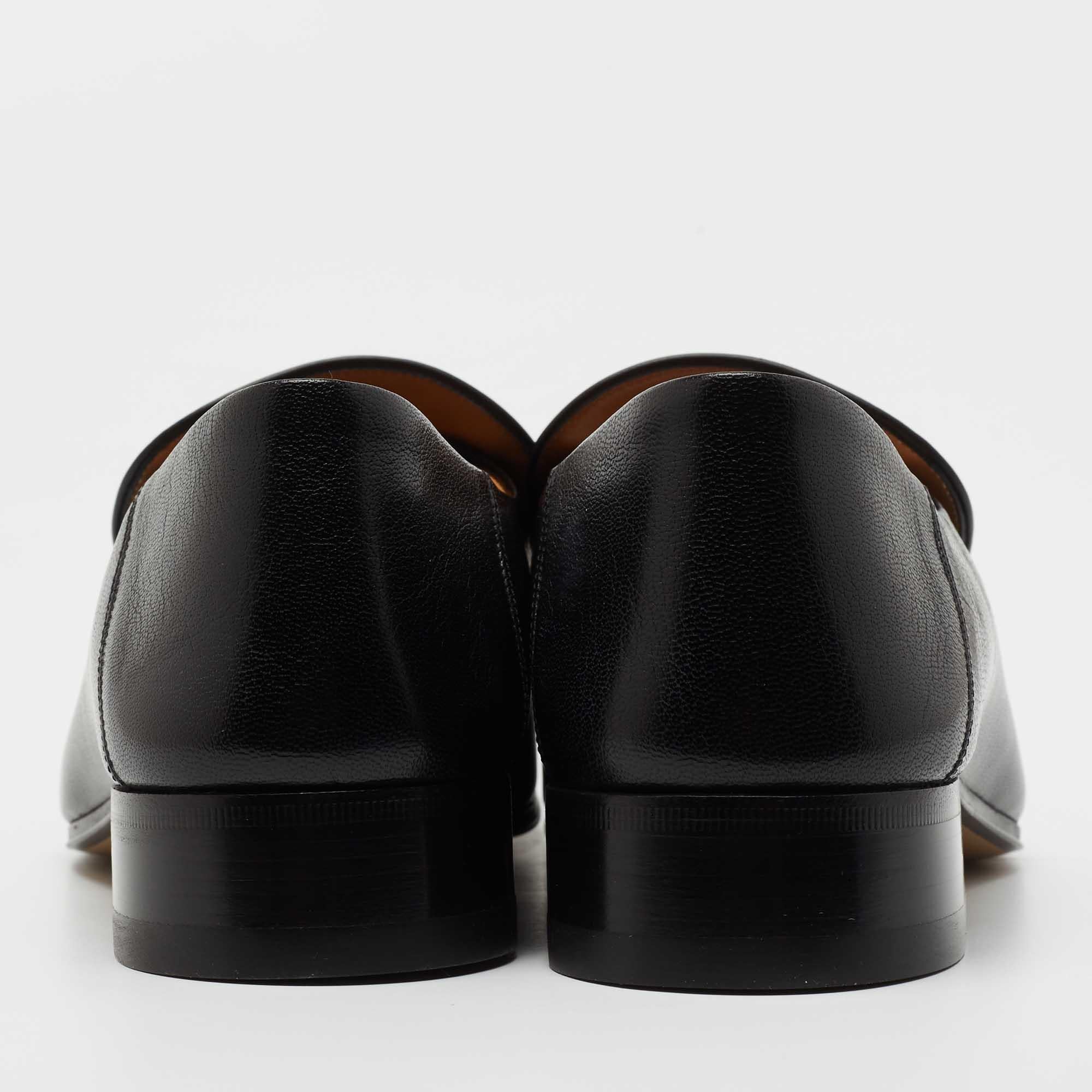 Gucci Black Leather Jordaan Horsebit Slip On Loafers Size 43 2