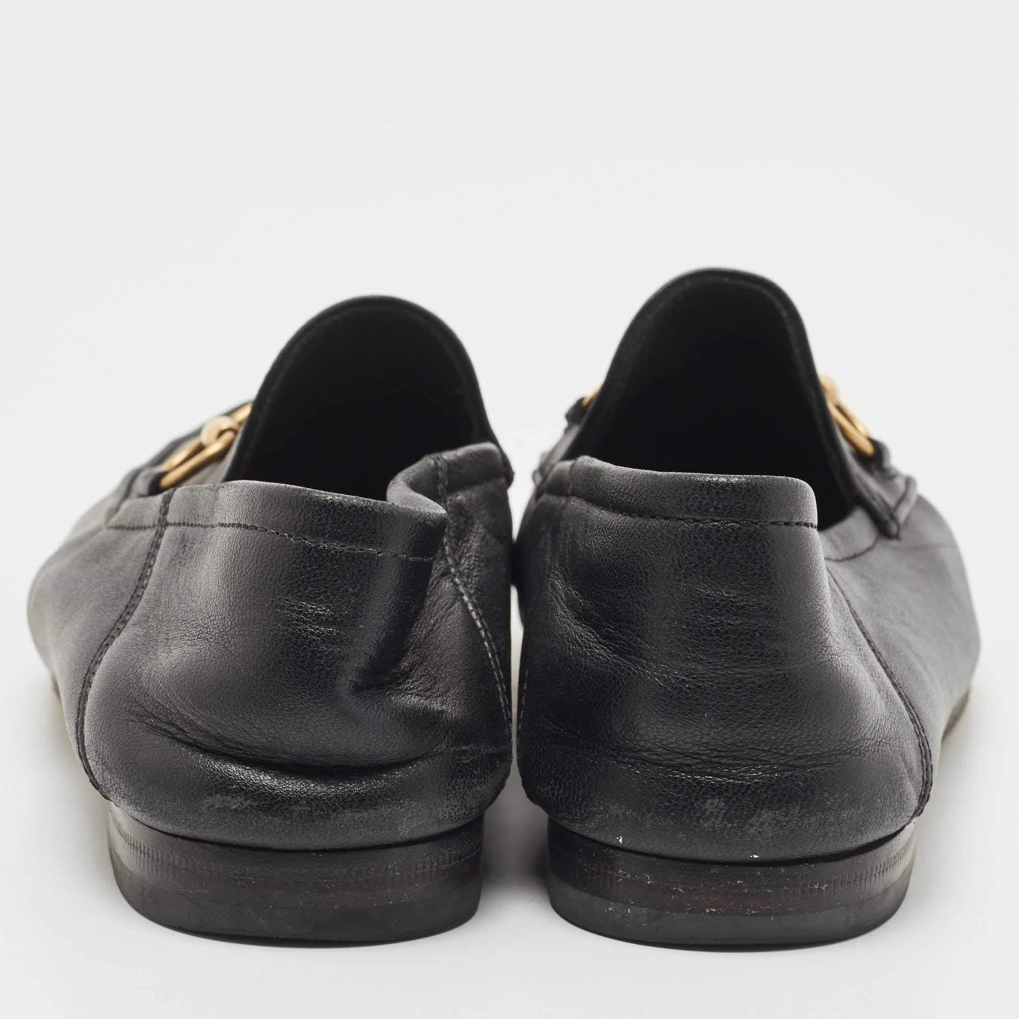 Gucci Black Leather Jordaan Loafers Size 35 In Good Condition In Dubai, Al Qouz 2