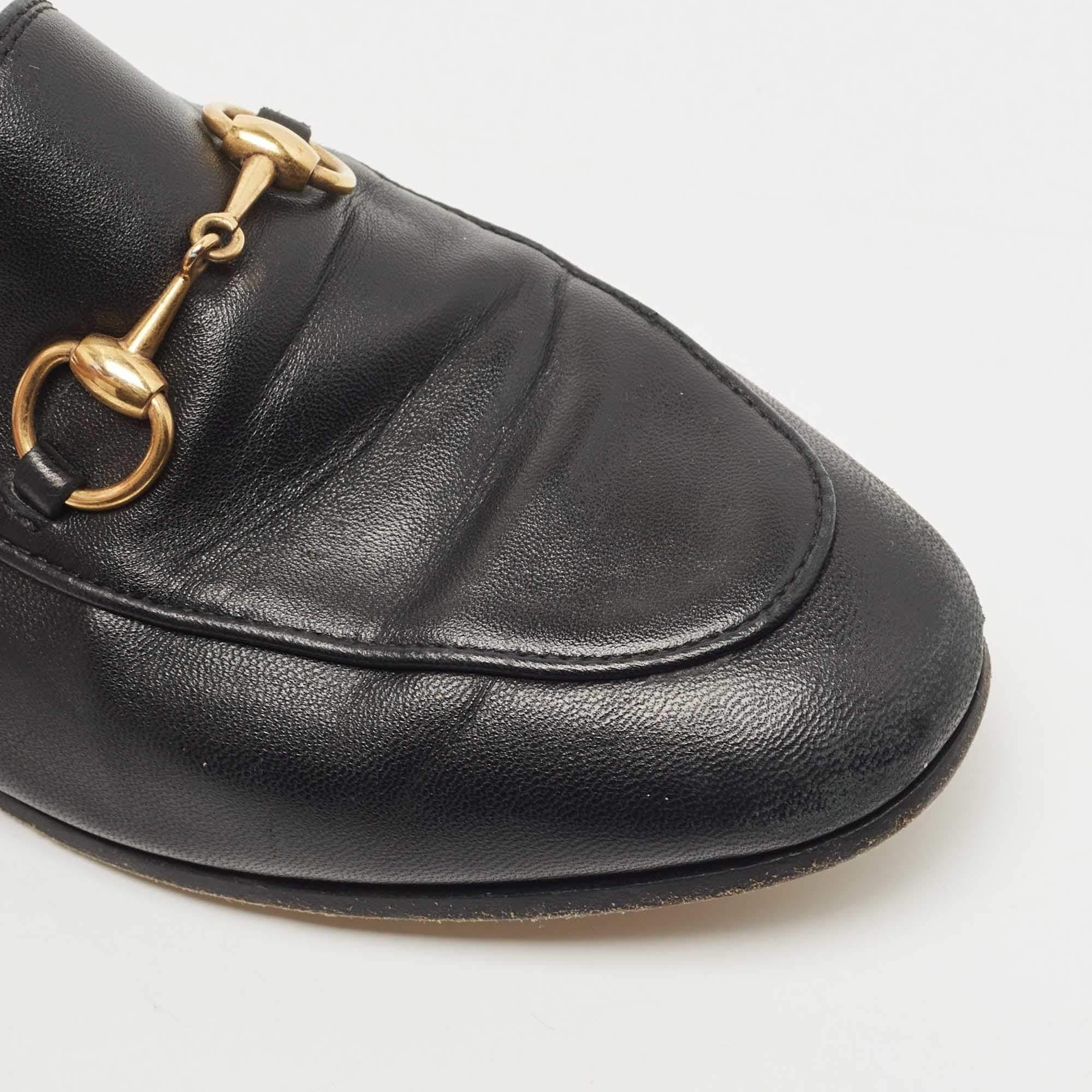 Gucci Black Leather Jordaan Loafers Size 35 2