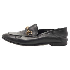 Gucci Black Leather Jordaan Loafers Size 35