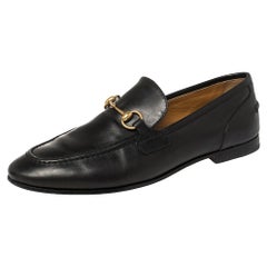 Gucci Black Leather Jordaan Loafers Size 37