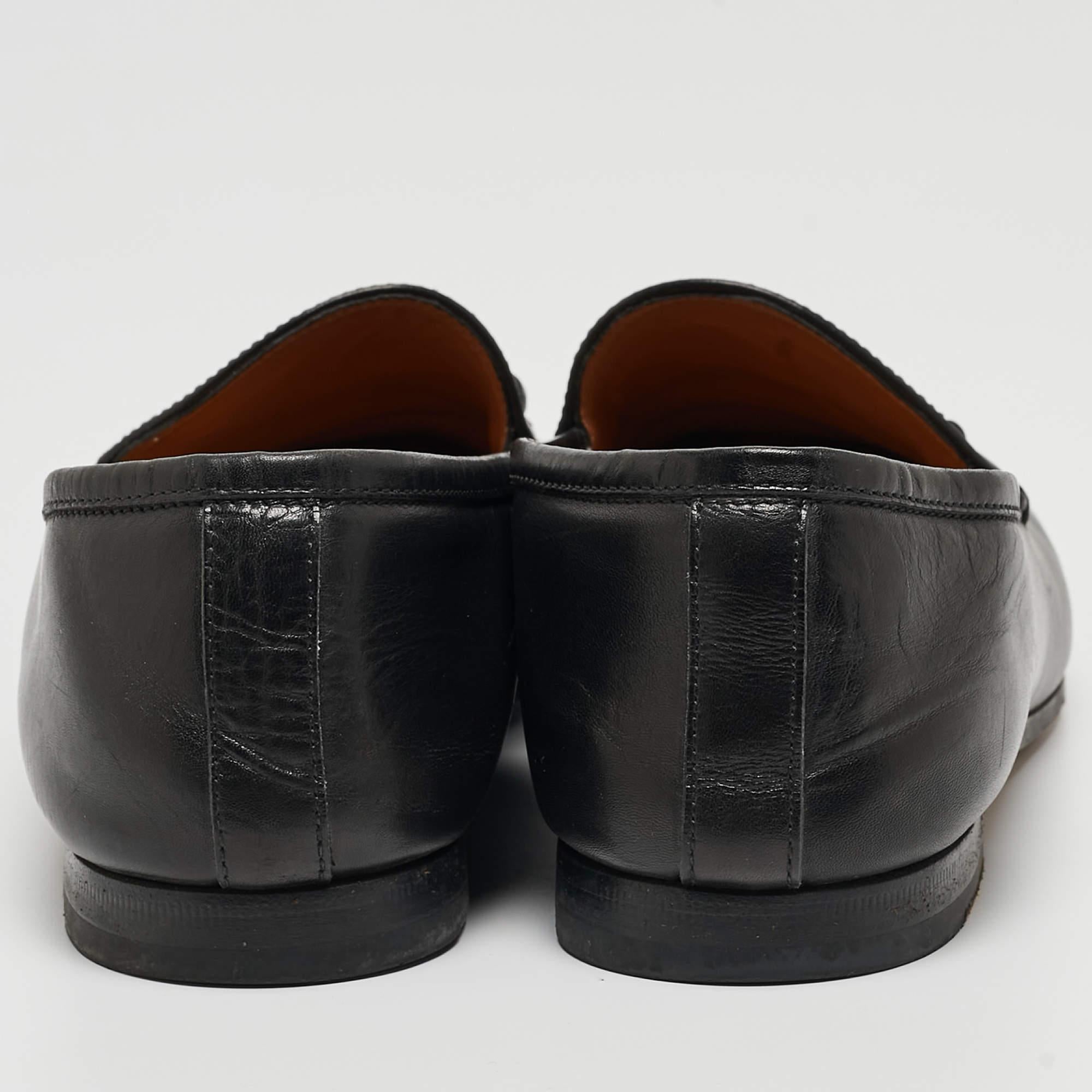 Gucci Black Leather Jordaan Loafers Size 38.5 In Excellent Condition In Dubai, Al Qouz 2