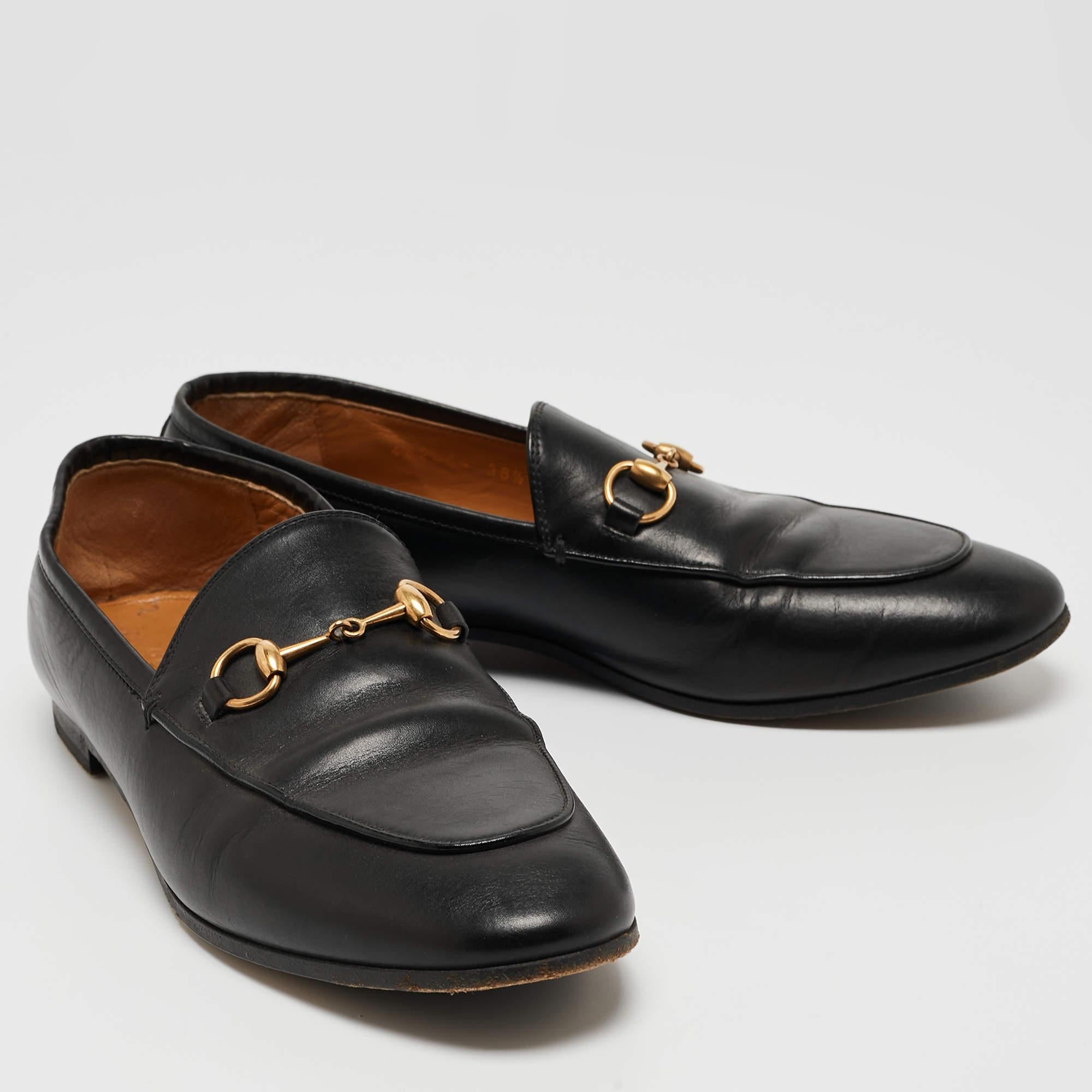 Gucci Black Leather Jordaan Loafers Size 38.5 3