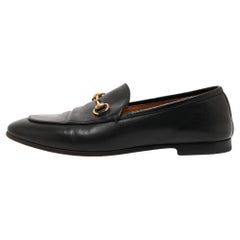 Used Gucci Black Leather Jordaan Loafers Size 38.5