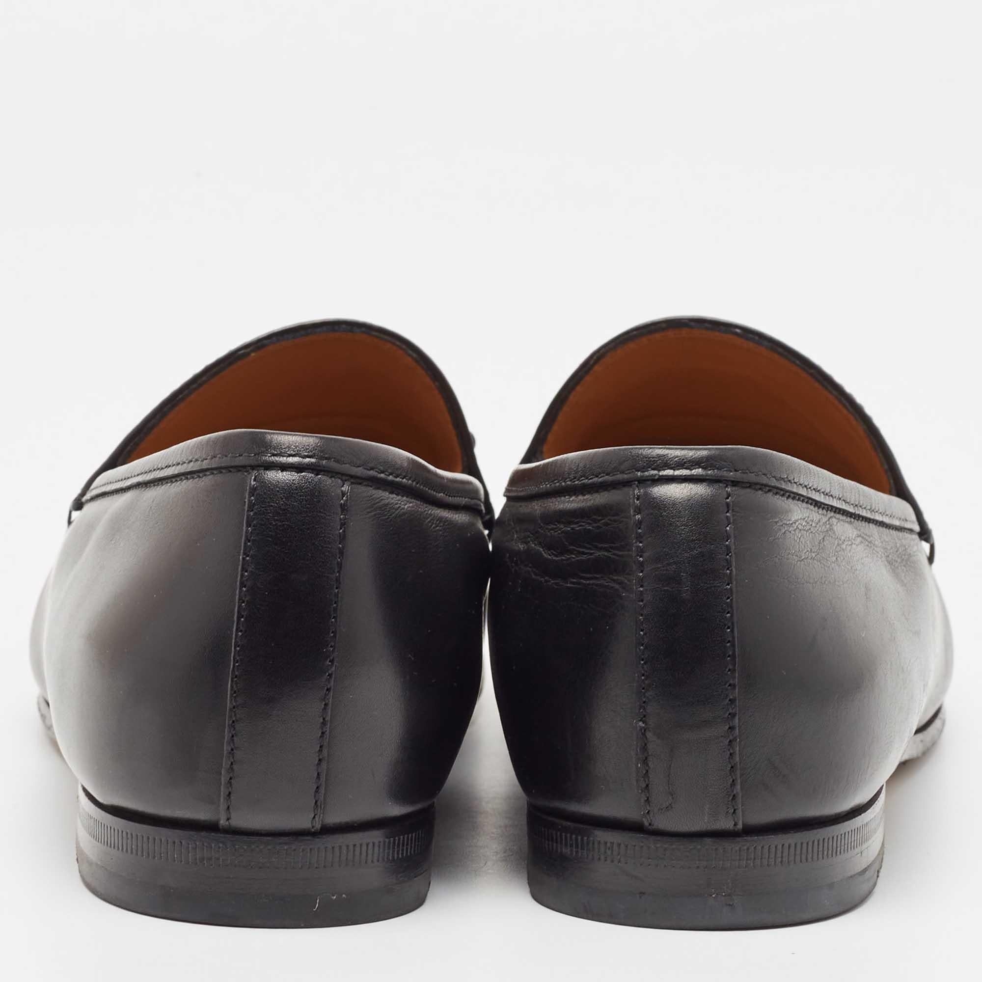 Gucci Black Leather Jordaan Loafers Size 39 1