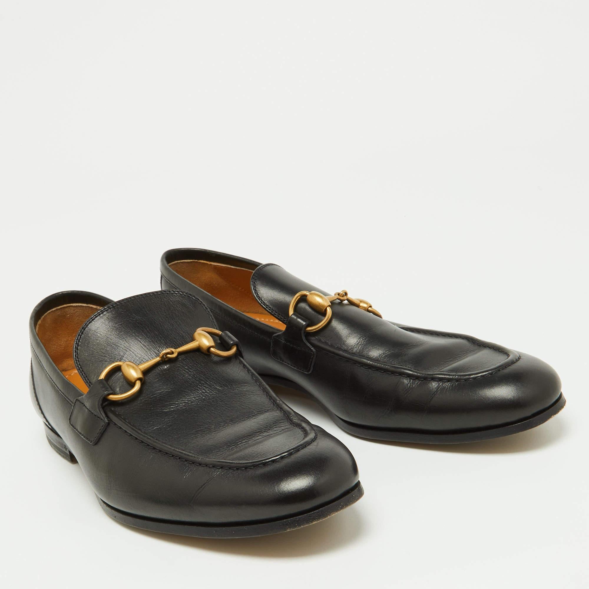 Men's Gucci Black Leather Jordaan Loafers Size 40 For Sale