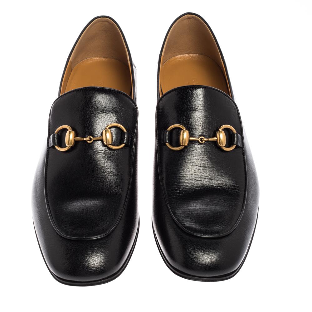 Women's Gucci Black Leather Jordaan Loafers Size 40