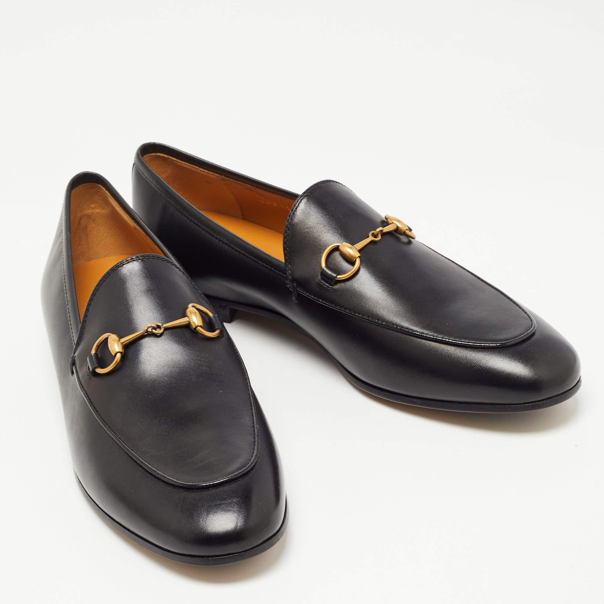 Gucci Black Leather Jordaan Loafers Size 40 1
