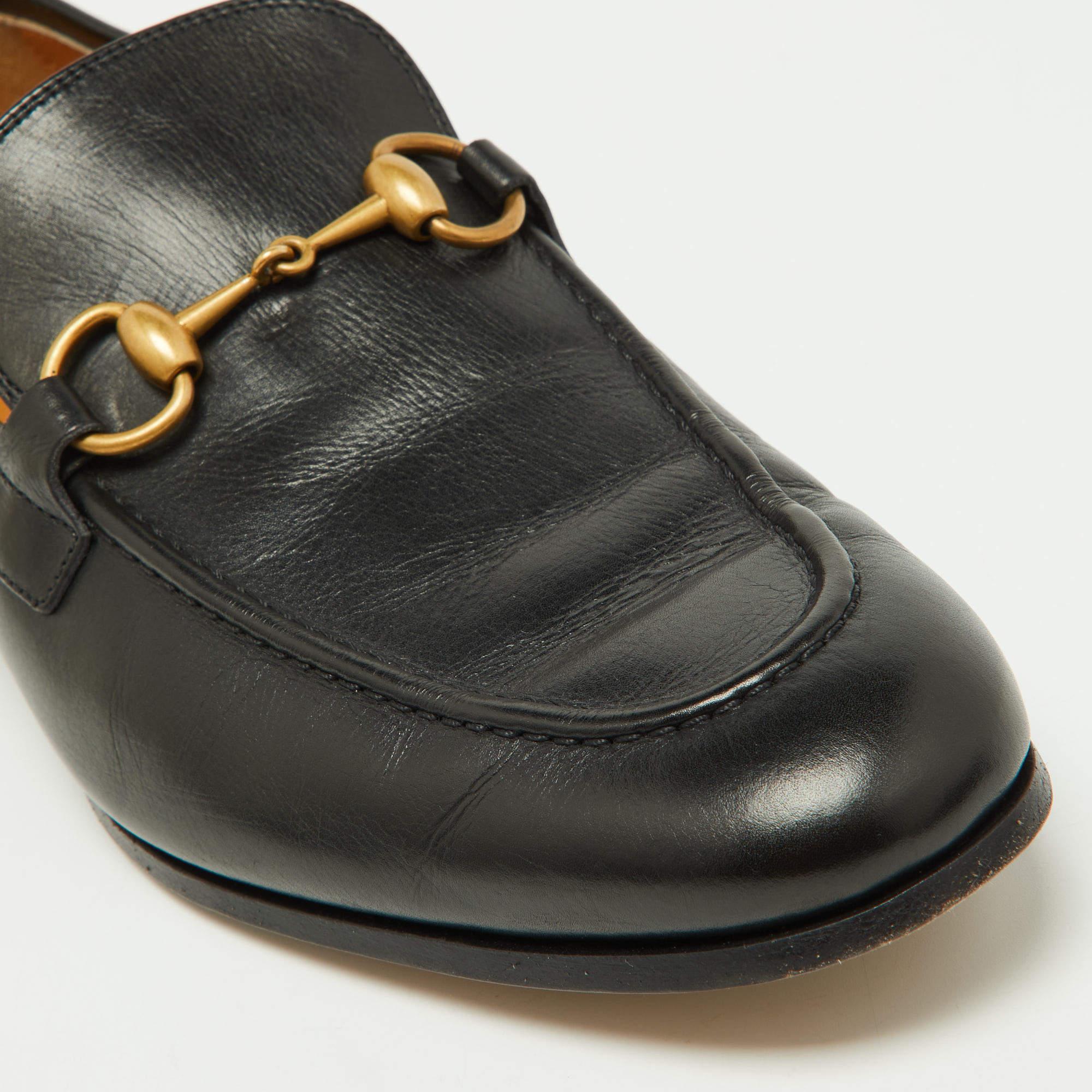 Gucci Black Leather Jordaan Loafers Size 40 For Sale 1